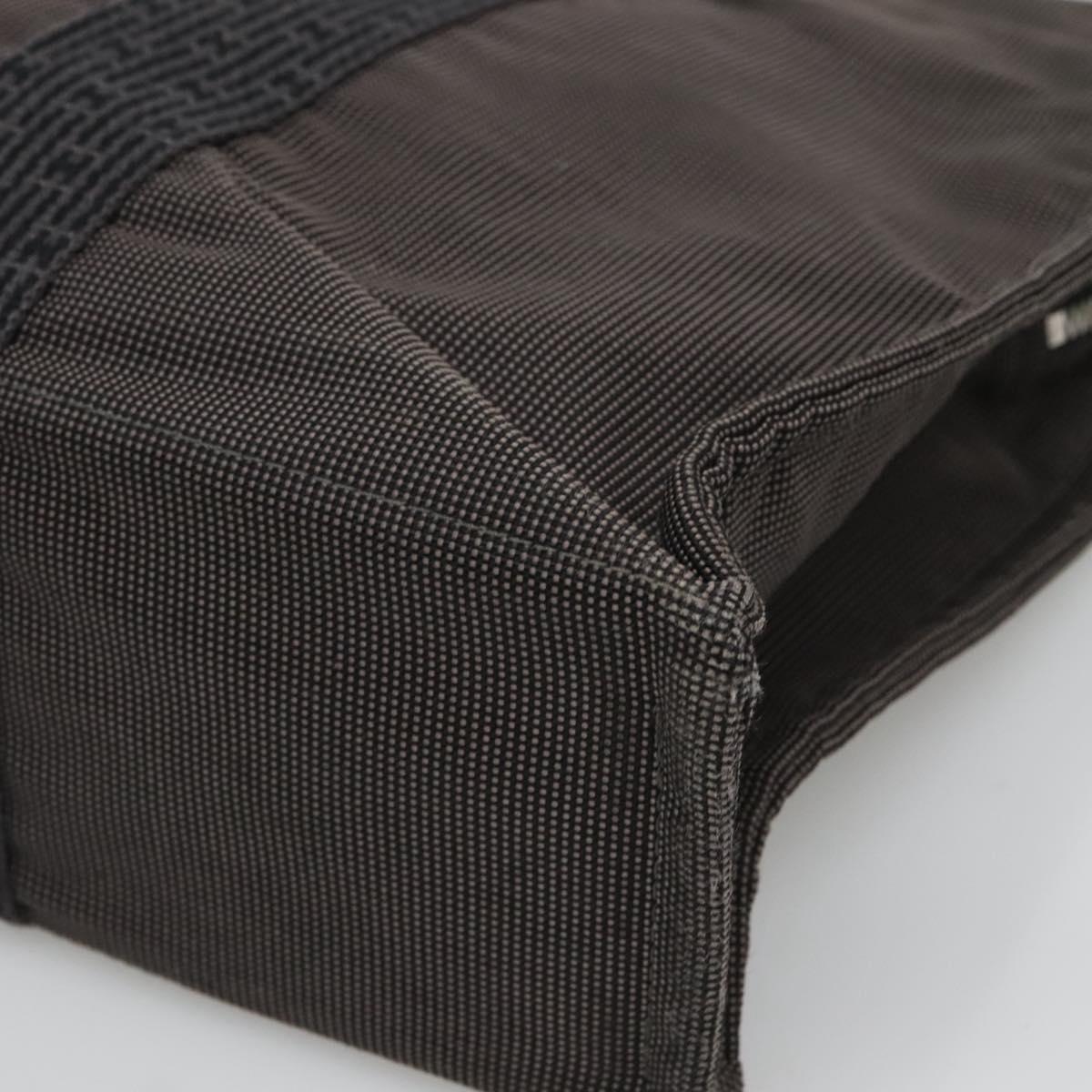 HERMES Her Line MM Hand Bag Canvas Gray Silver Auth th5896