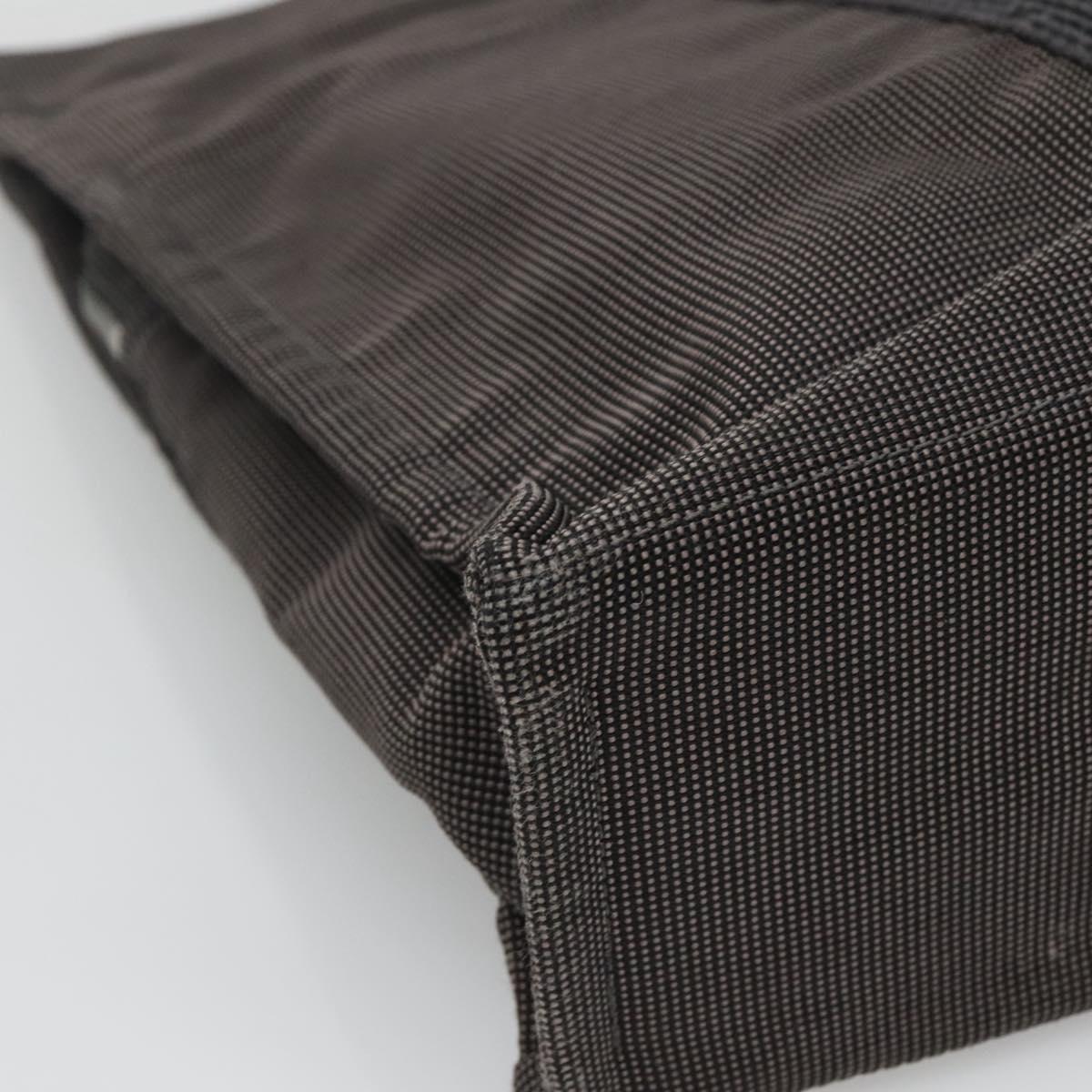 HERMES Her Line MM Hand Bag Canvas Gray Silver Auth th5896