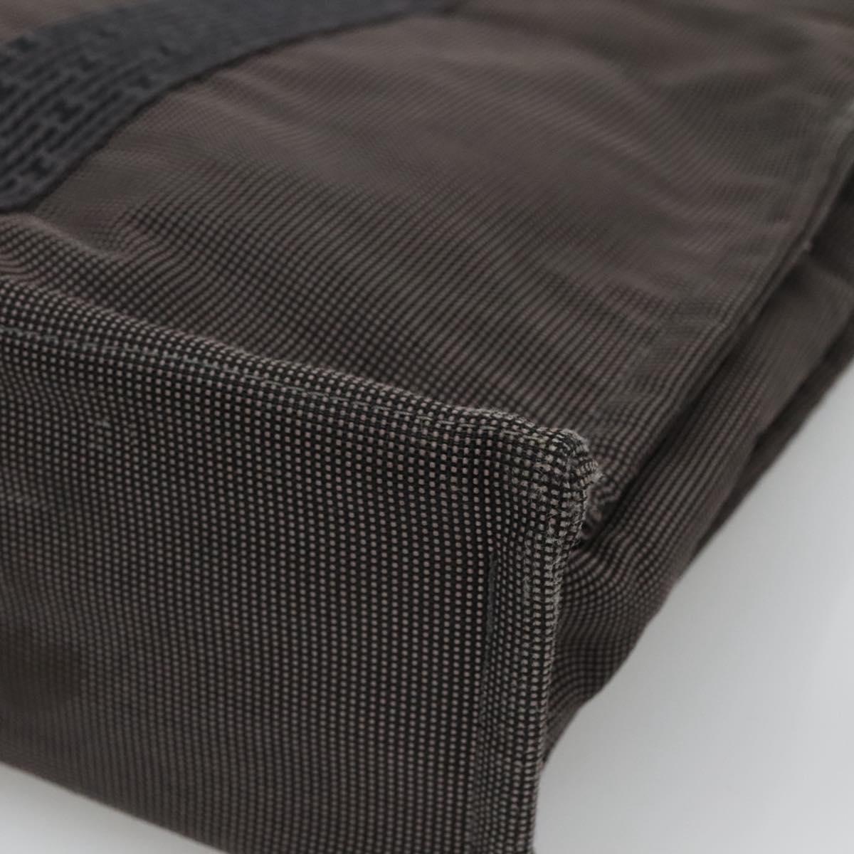 HERMES Her Line MM Hand Bag Canvas Gray Silver Auth th5896