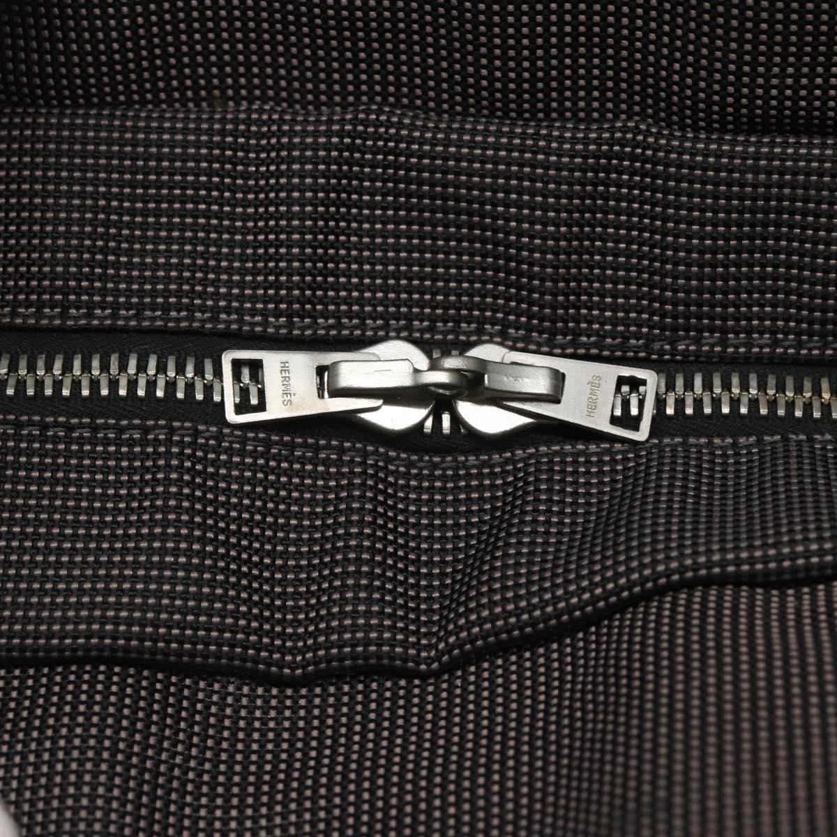 HERMES Her Line MM Hand Bag Canvas Gray Silver Auth th5896