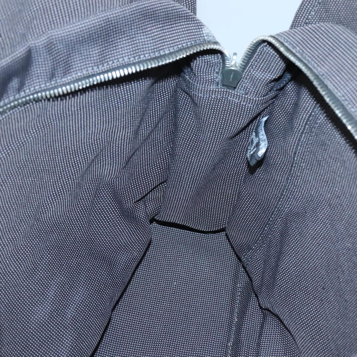 HERMES Her Line MM Hand Bag Canvas Gray Silver Auth th5896