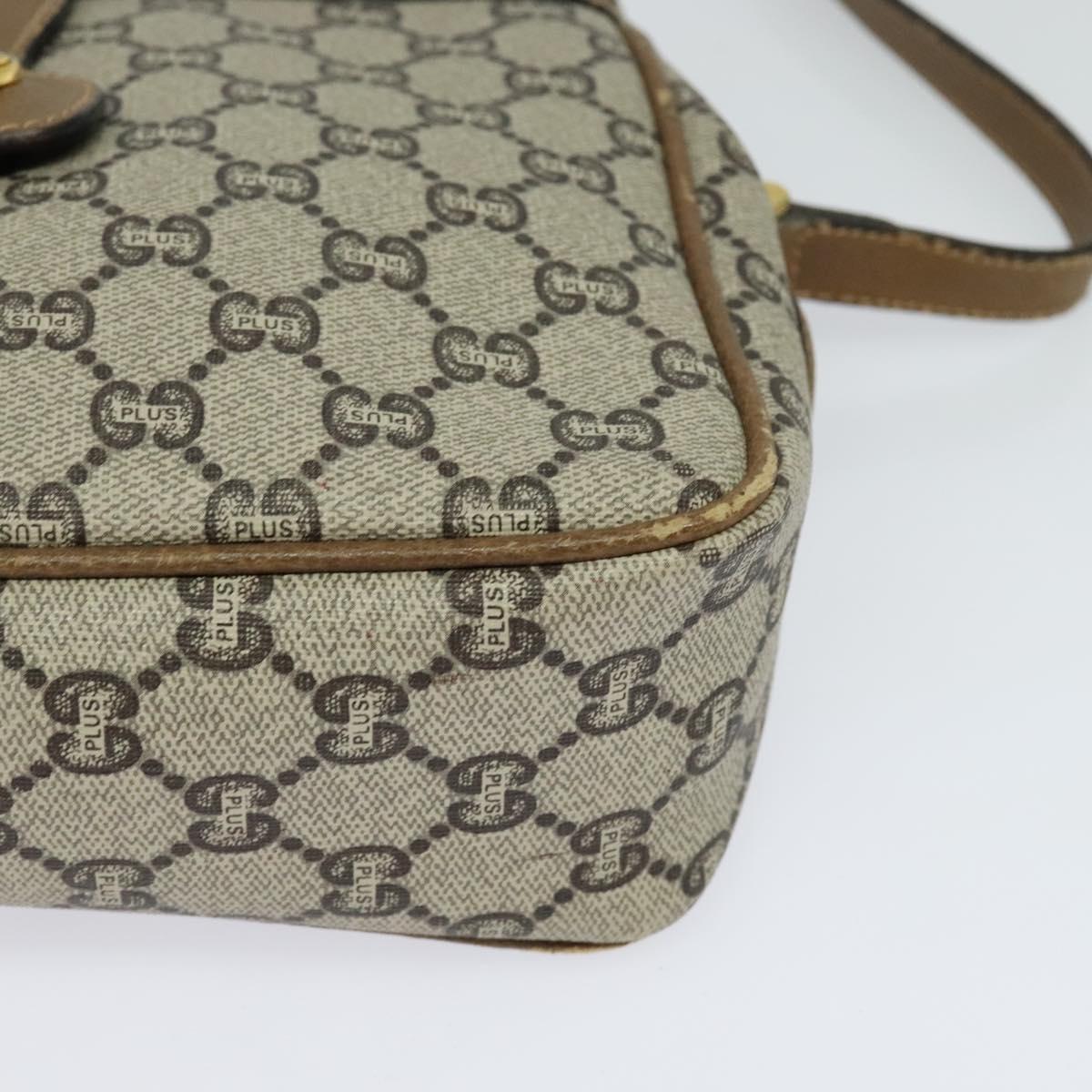 GUCCI GG Plus Supreme Shoulder Bag PVC Leather Beige Gold Auth th5900