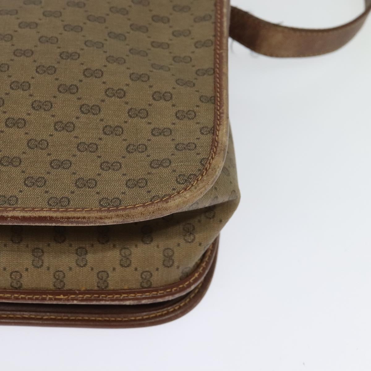 GUCCI Micro GG Supreme Web Sherry Line Bag PVC Beige Gold Auth th5905