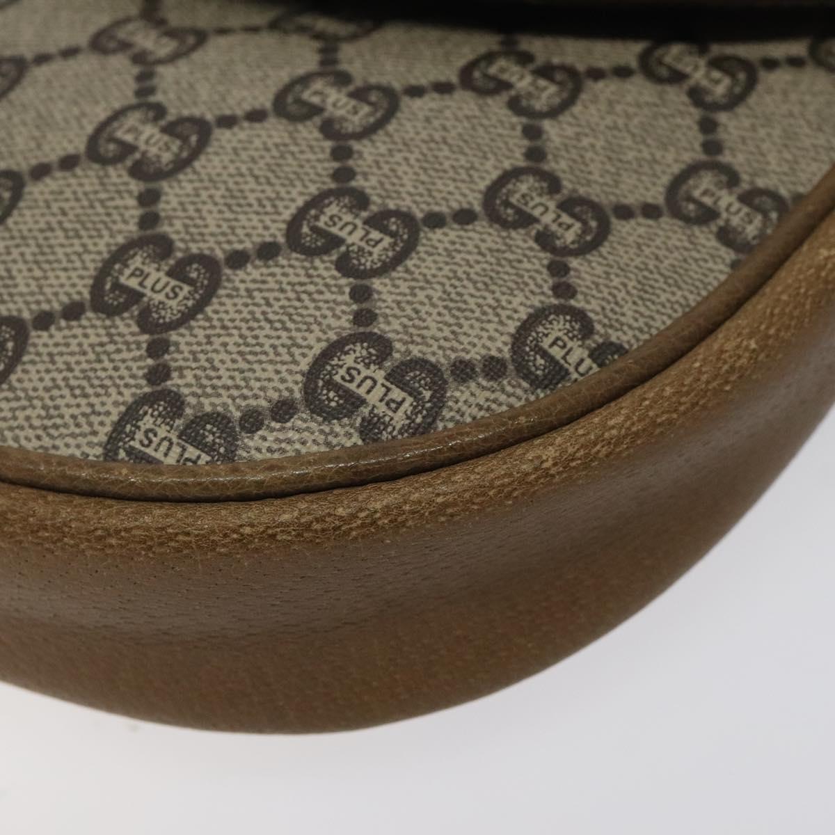 GUCCI GG Plus Supreme Shoulder Bag PVC Leather Beige Gold Auth th5906