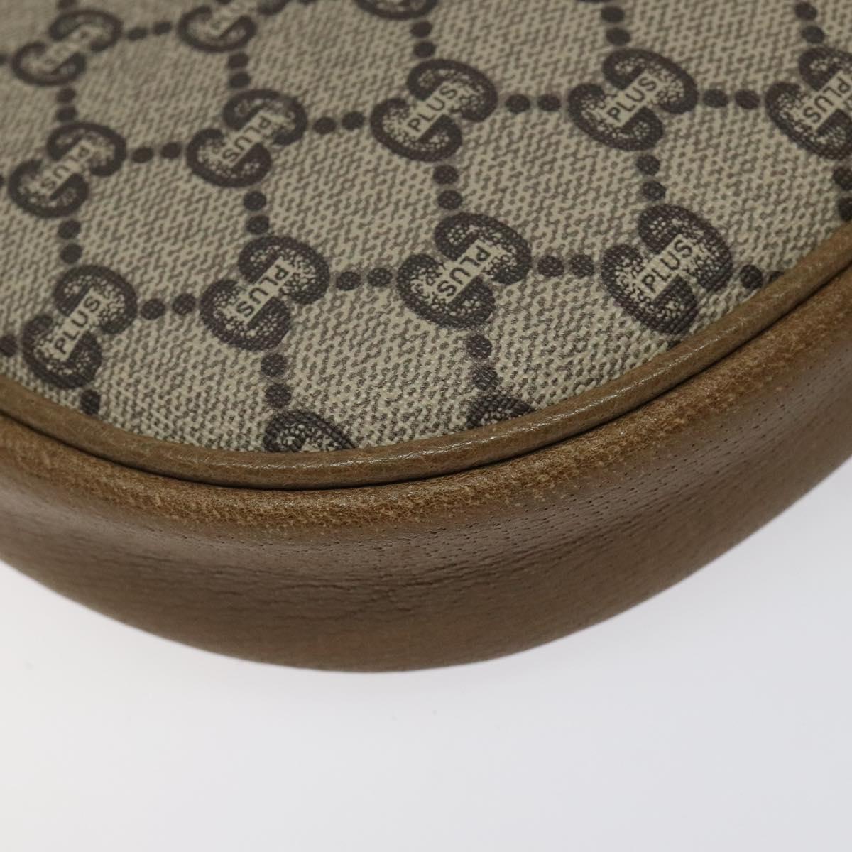 GUCCI GG Plus Supreme Shoulder Bag PVC Leather Beige Gold Auth th5906
