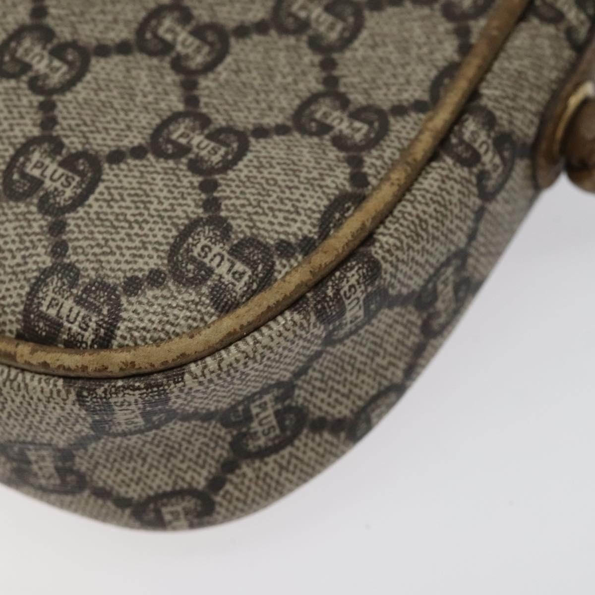 GUCCI GG Plus Supreme Shoulder Bag PVC Leather Beige Gold Auth th5907