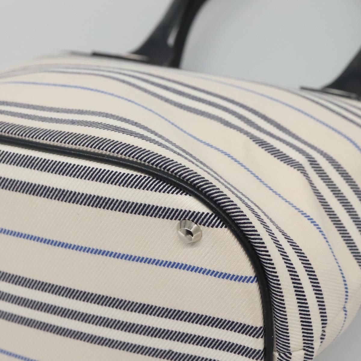 BURBERRY Hand Bag Canvas Beige Silver Auth th5915
