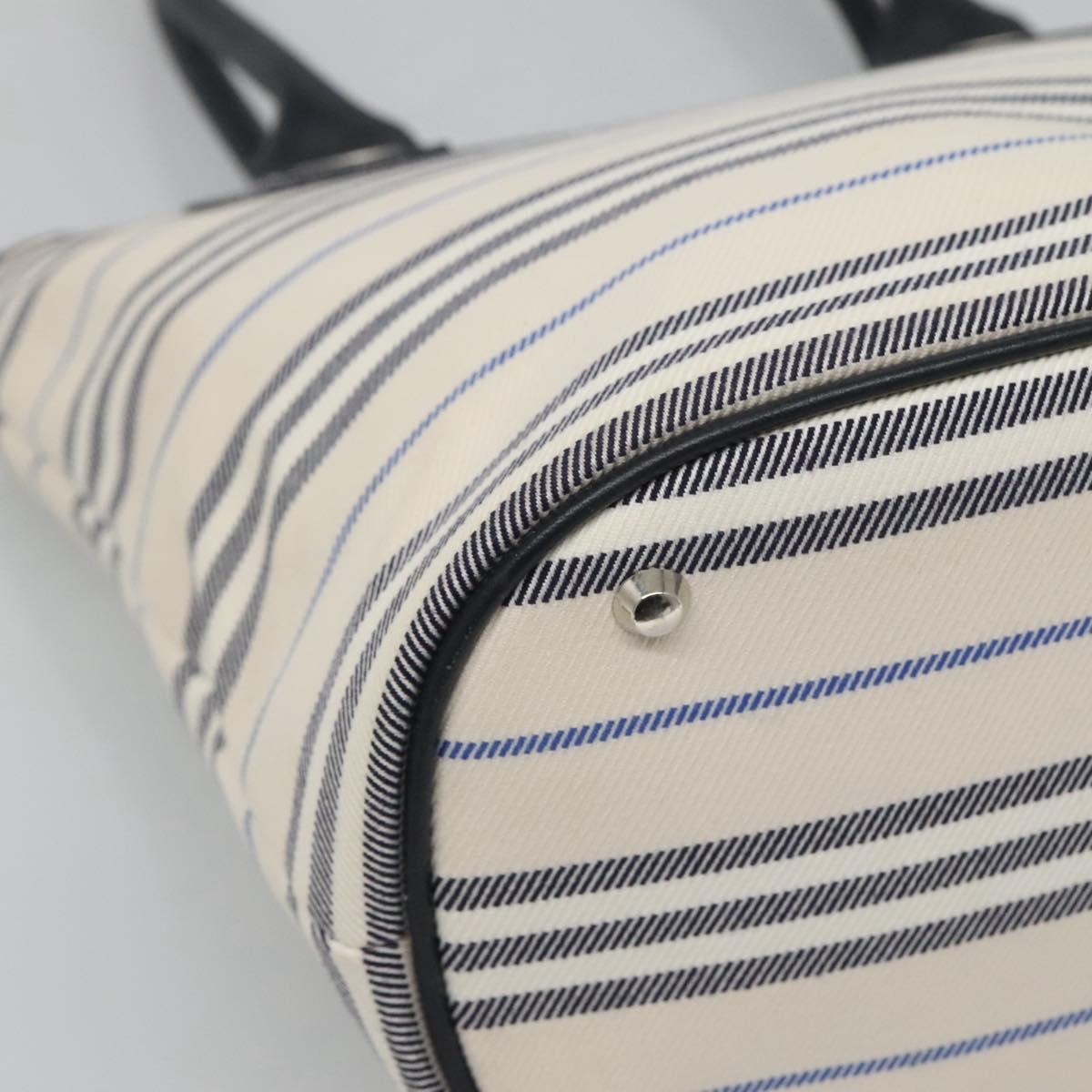 BURBERRY Hand Bag Canvas Beige Silver Auth th5915