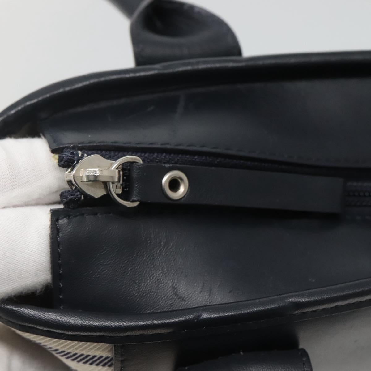 BURBERRY Hand Bag Canvas Beige Silver Auth th5915