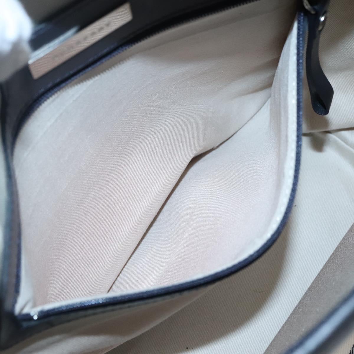 BURBERRY Hand Bag Canvas Beige Silver Auth th5915