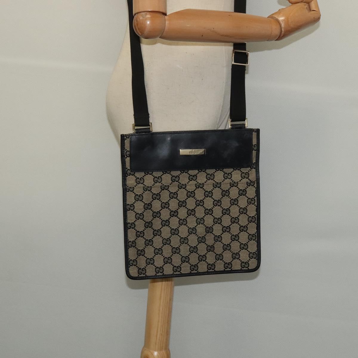 GUCCI GG Canvas Shoulder Bag Beige Gold 019 0348 Auth th5922