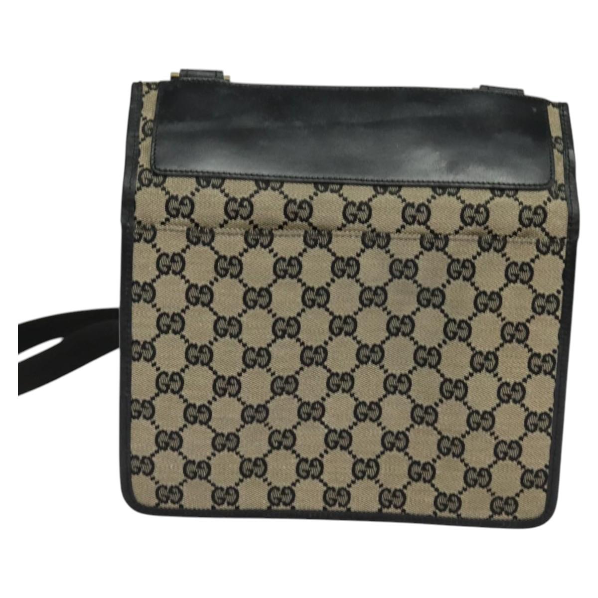 GUCCI GG Canvas Shoulder Bag Beige Gold 019 0348 Auth th5922