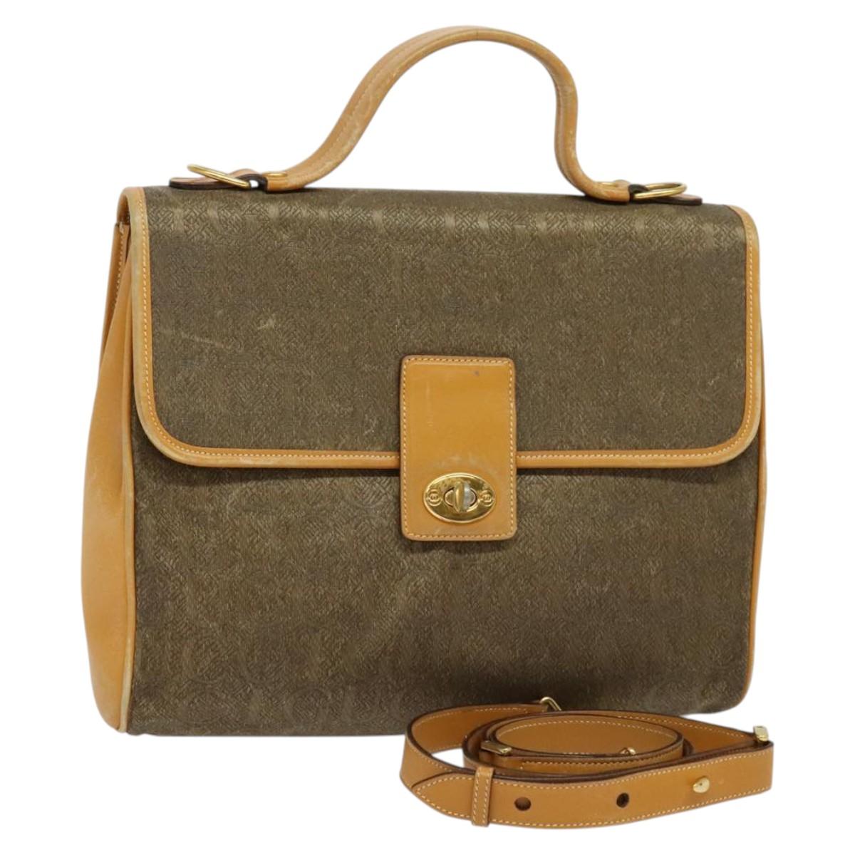 GUCCI Hand Bag Canvas 2way Beige Gold 000 46 0274 Auth th5937