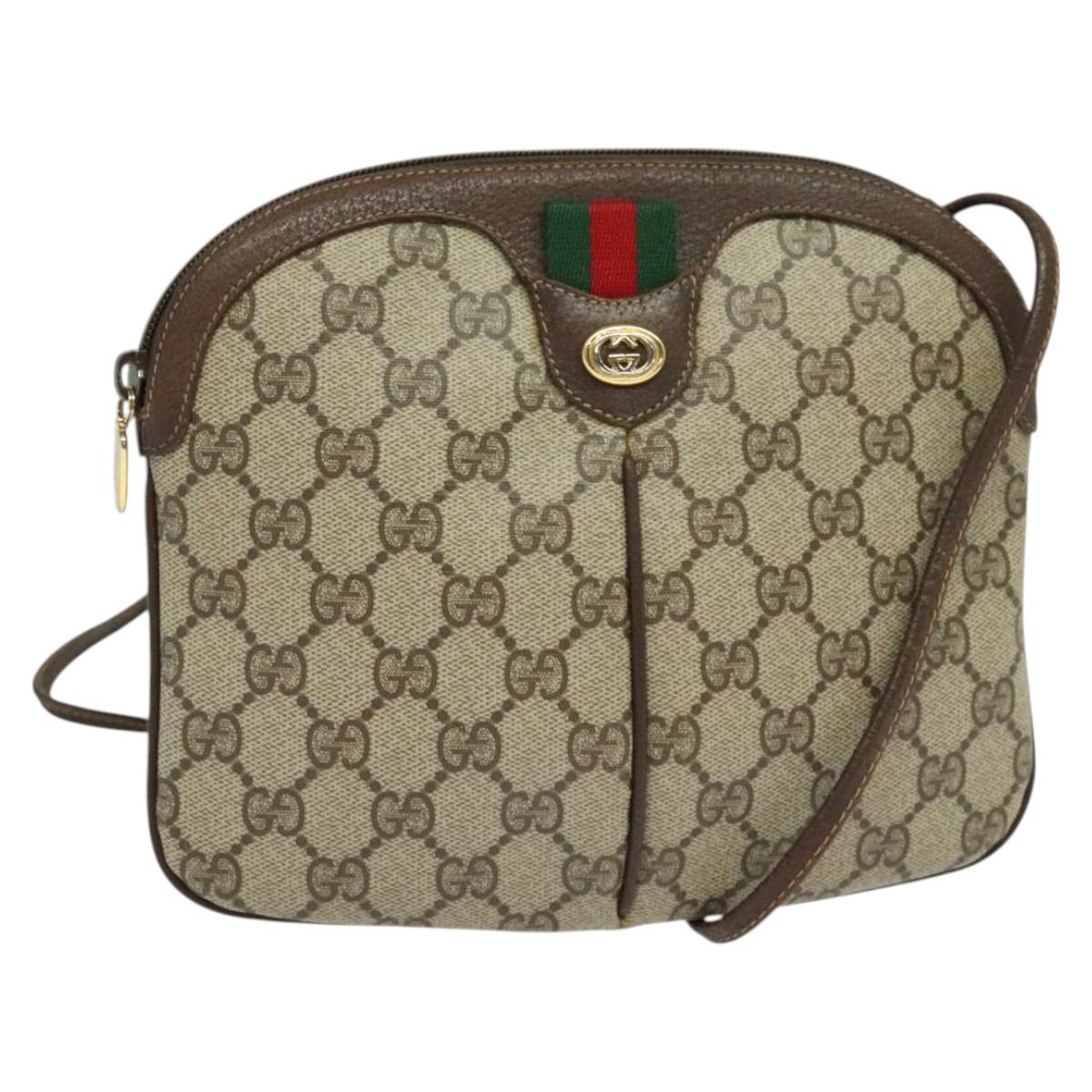 GUCCI GG Supreme Sherry Line Bag PVC Leather Beige 904 02 047 Auth th5959