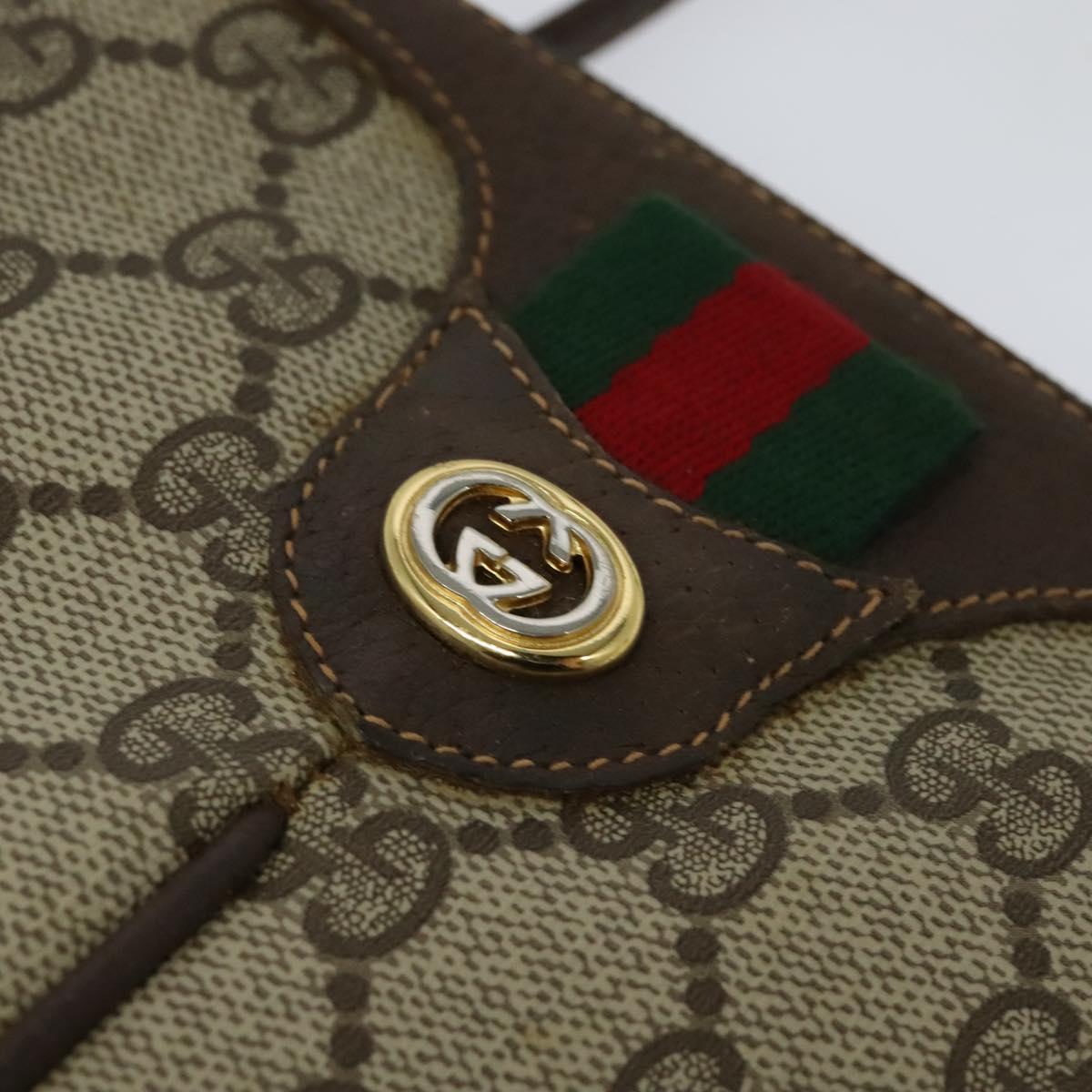 GUCCI GG Supreme Sherry Line Bag PVC Leather Beige 904 02 047 Auth th5959
