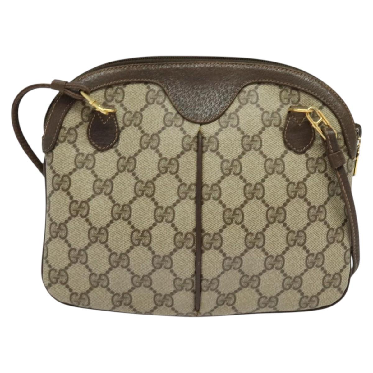 GUCCI GG Supreme Sherry Line Bag PVC Leather Beige 904 02 047 Auth th5959