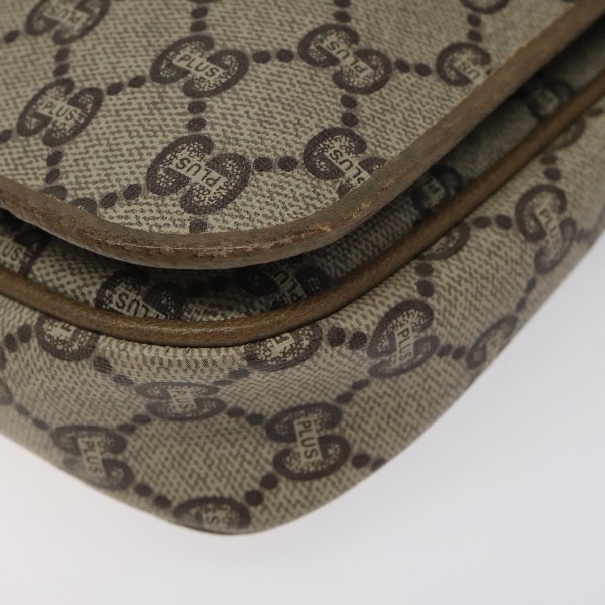 GUCCI GG Plus Supreme Shoulder Bag PVC Beige Gold Auth th5987