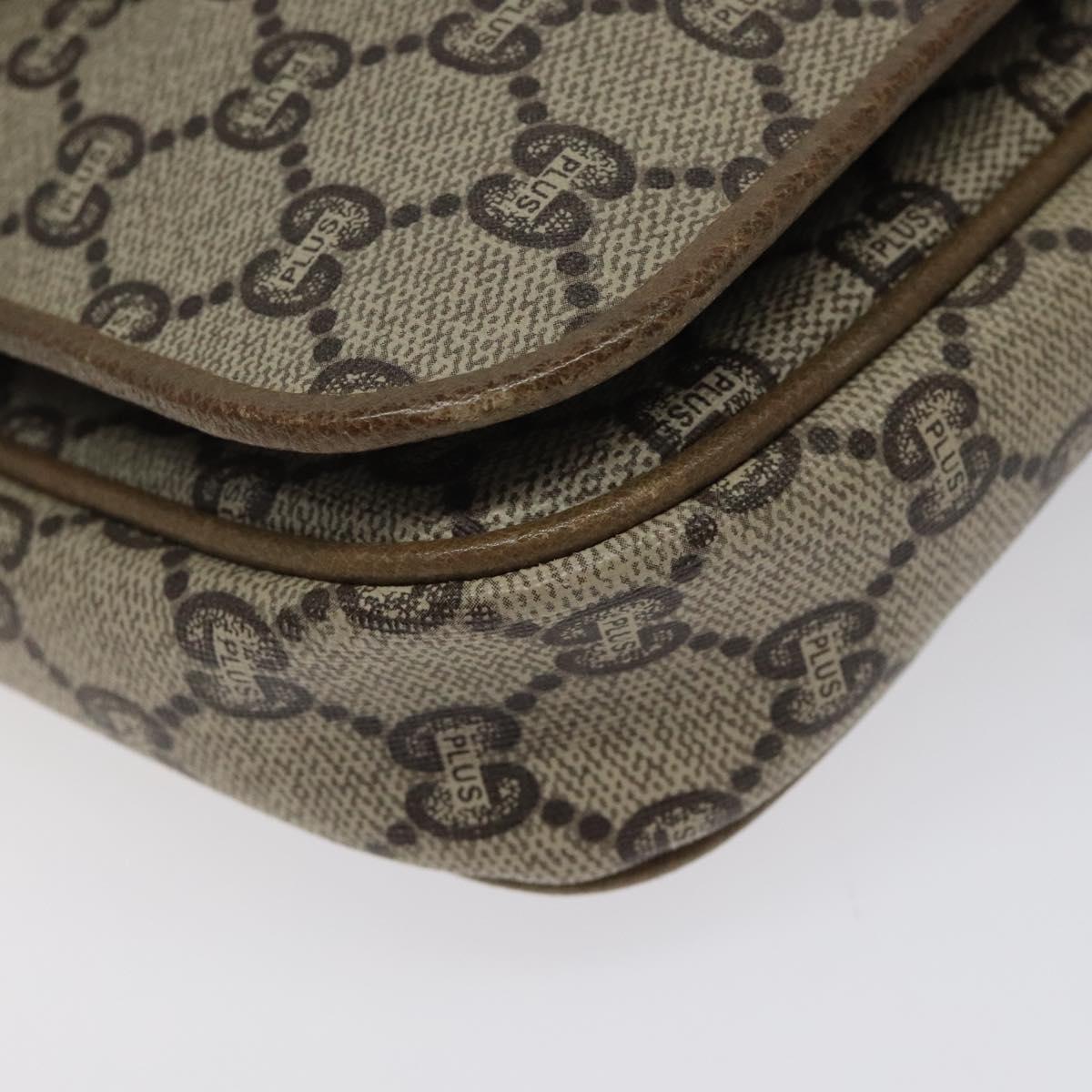 GUCCI GG Plus Supreme Shoulder Bag PVC Beige Gold Auth th5987
