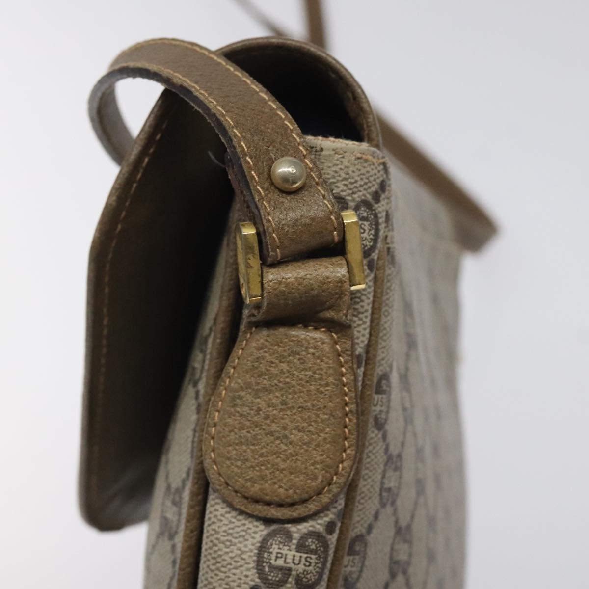 GUCCI GG Plus Supreme Shoulder Bag PVC Beige Gold Auth th5987