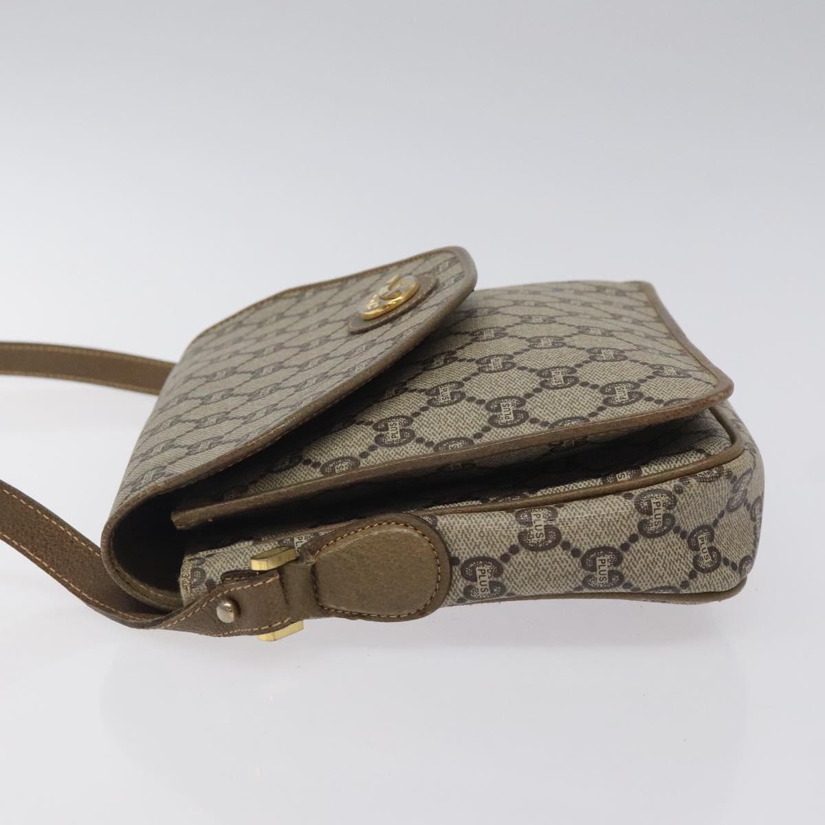 GUCCI GG Plus Supreme Shoulder Bag PVC Beige Gold Auth th5987