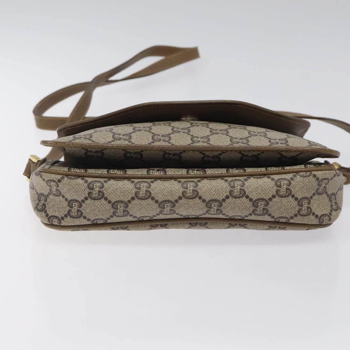 GUCCI GG Plus Supreme Shoulder Bag PVC Beige Gold Auth th5987