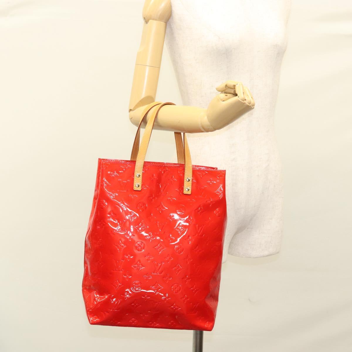 LOUIS VUITTON Monogram Vernis Reade MM Hand Bag Red Rouge M91086 LV Auth th5993