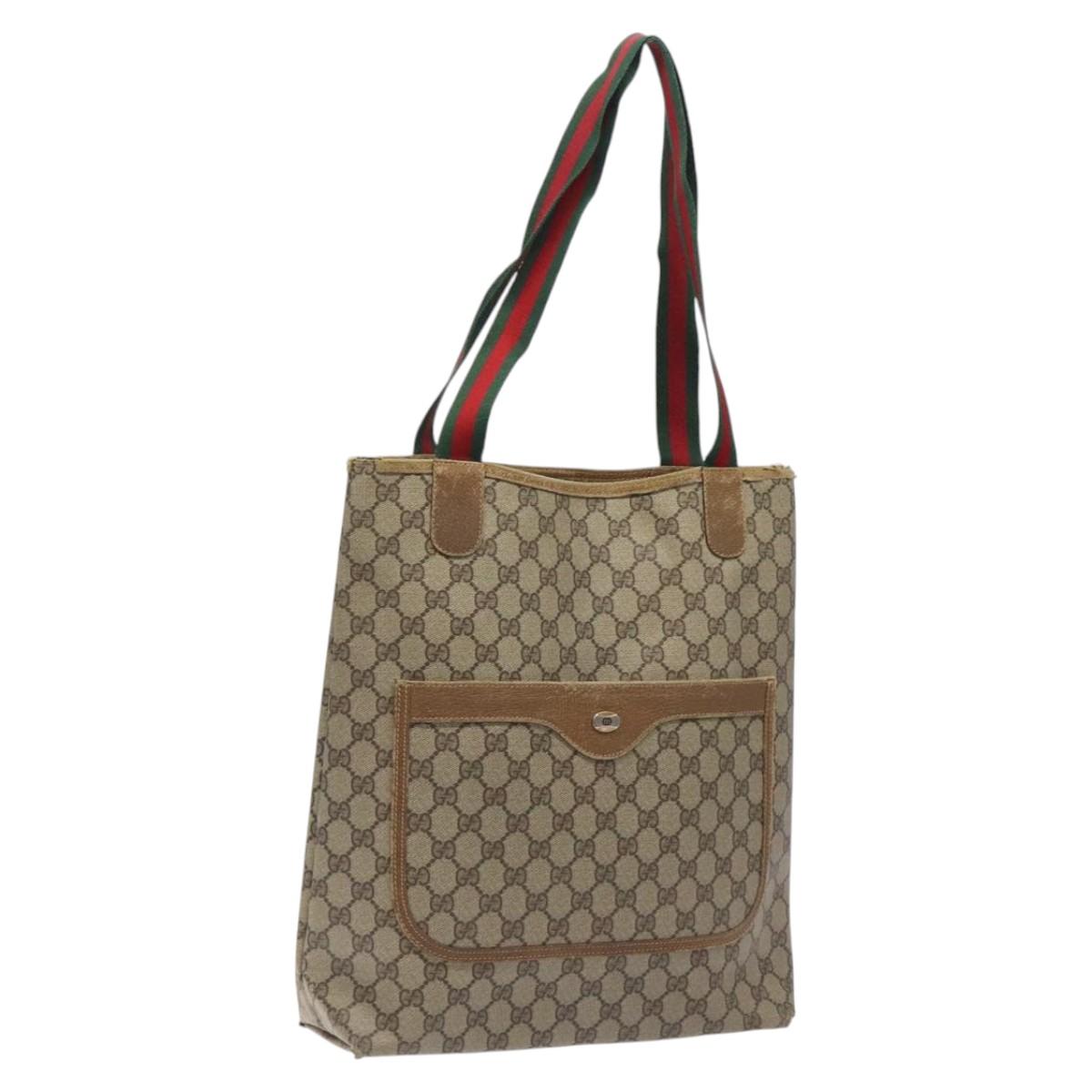 GUCCI GG Supreme Web Sherry Line Tote Bag PVC Red Beige 40 02 003 Auth th5998