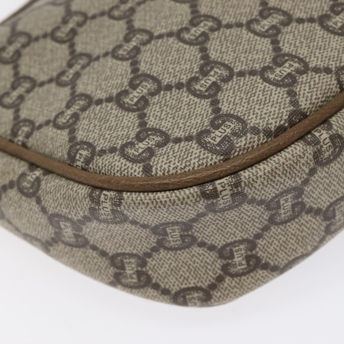 GUCCI GG Plus Supreme Shoulder Bag PVC Beige Auth th6012