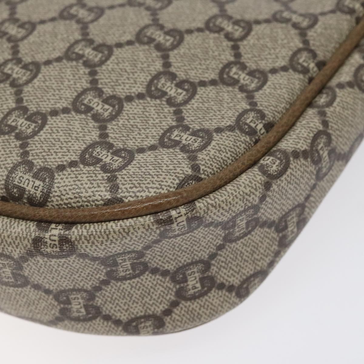 GUCCI GG Plus Supreme Shoulder Bag PVC Beige Auth th6012