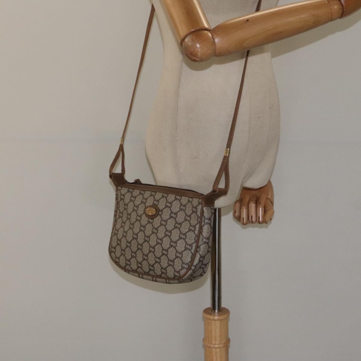 GUCCI GG Plus Supreme Shoulder Bag PVC Beige Auth th6012
