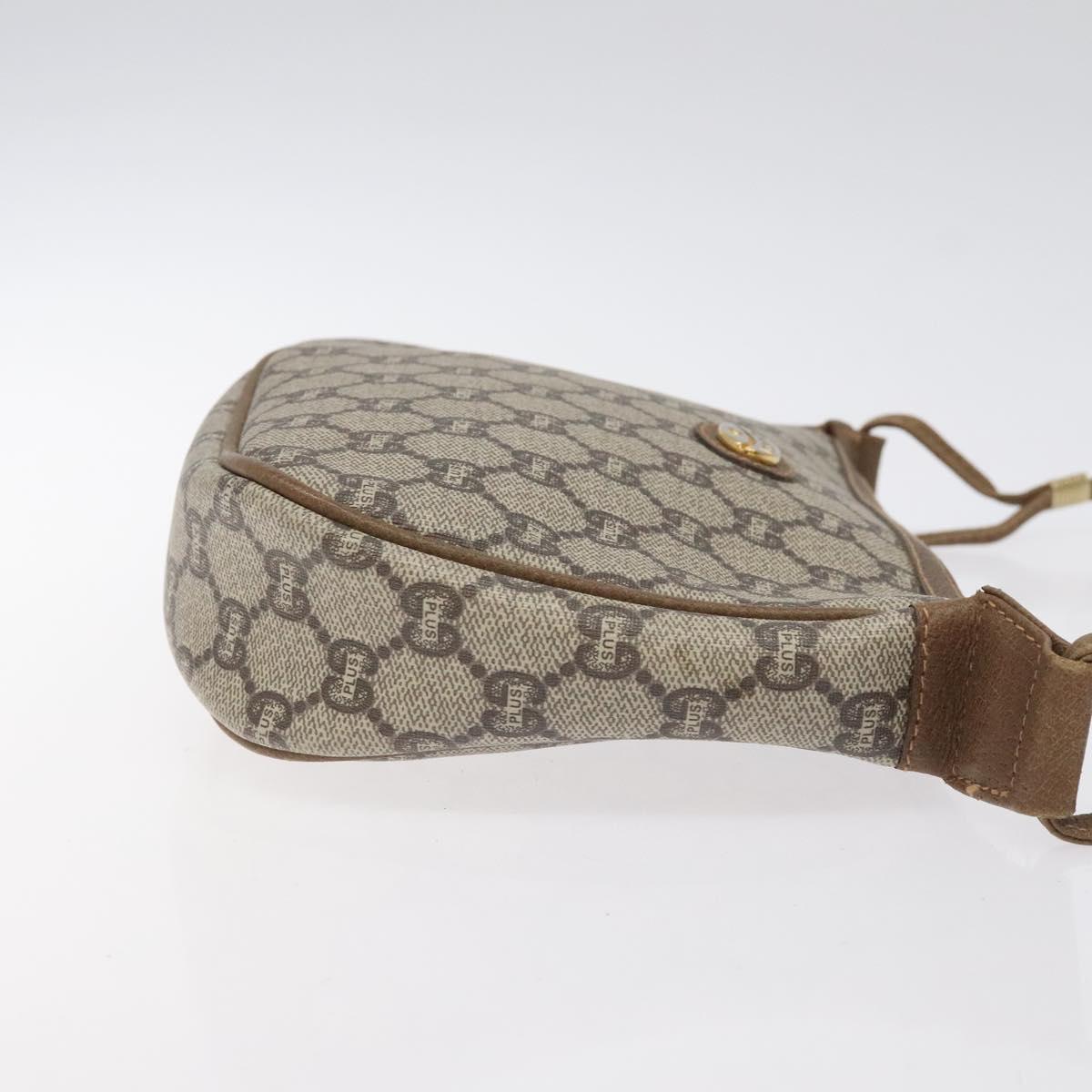 GUCCI GG Plus Supreme Shoulder Bag PVC Beige Auth th6012