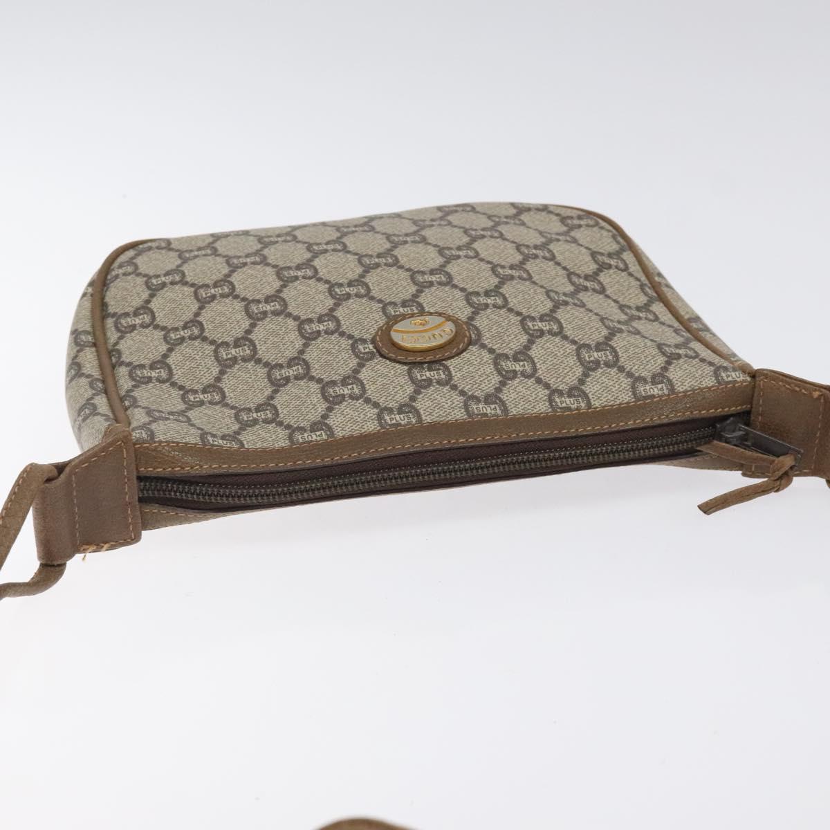 GUCCI GG Plus Supreme Shoulder Bag PVC Beige Auth th6012