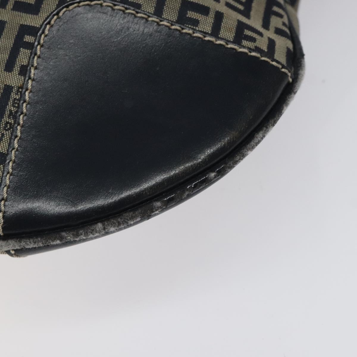 FENDI Zucchino Canvas Hand Bag Navy Silver Auth th6019