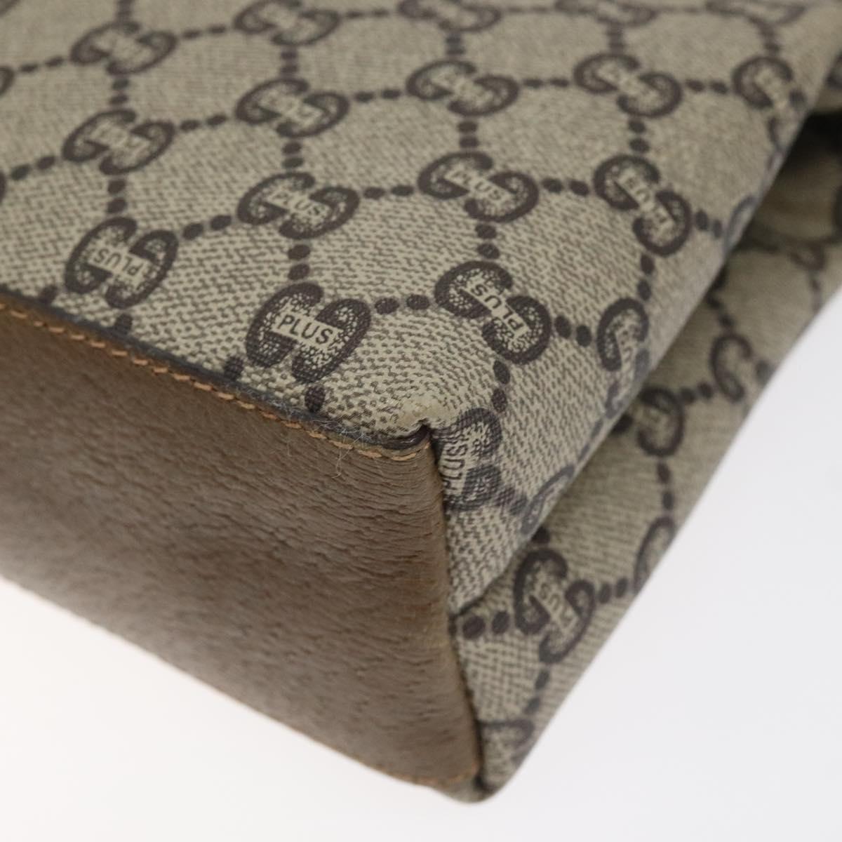 GUCCI GG Plus Supreme Shoulder Bag PVC Beige Gold Auth th6028