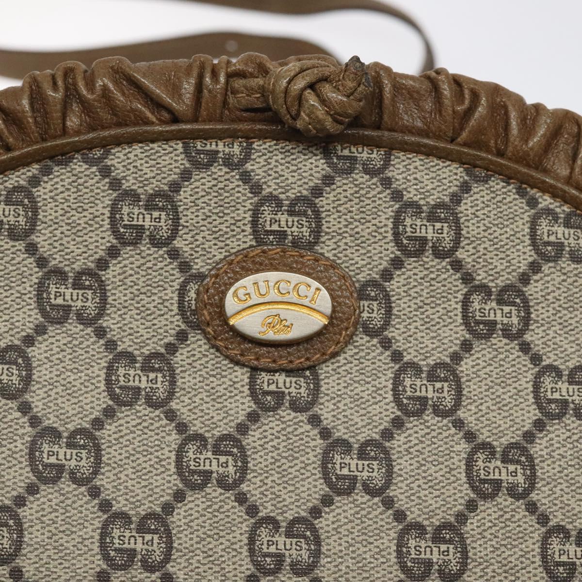 GUCCI GG Plus Supreme Shoulder Bag PVC Beige Gold Auth th6028