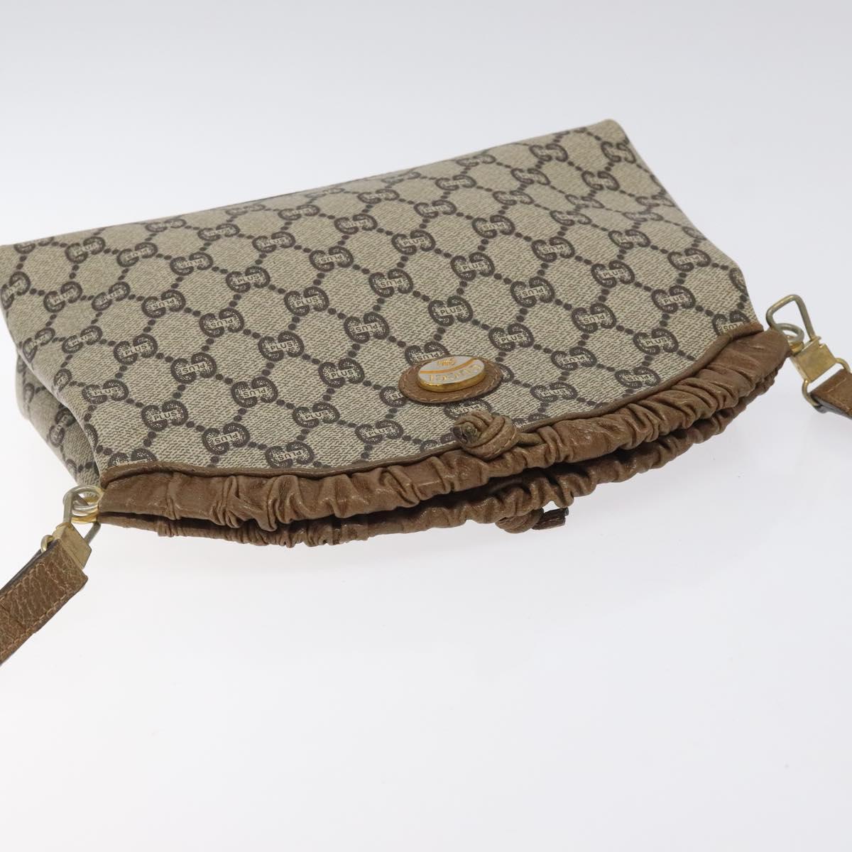 GUCCI GG Plus Supreme Shoulder Bag PVC Beige Gold Auth th6028