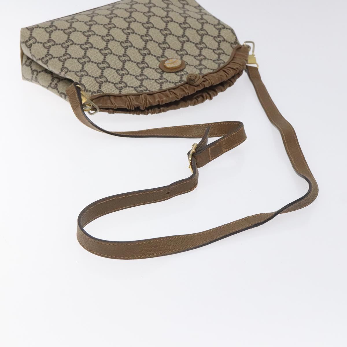GUCCI GG Plus Supreme Shoulder Bag PVC Beige Gold Auth th6028