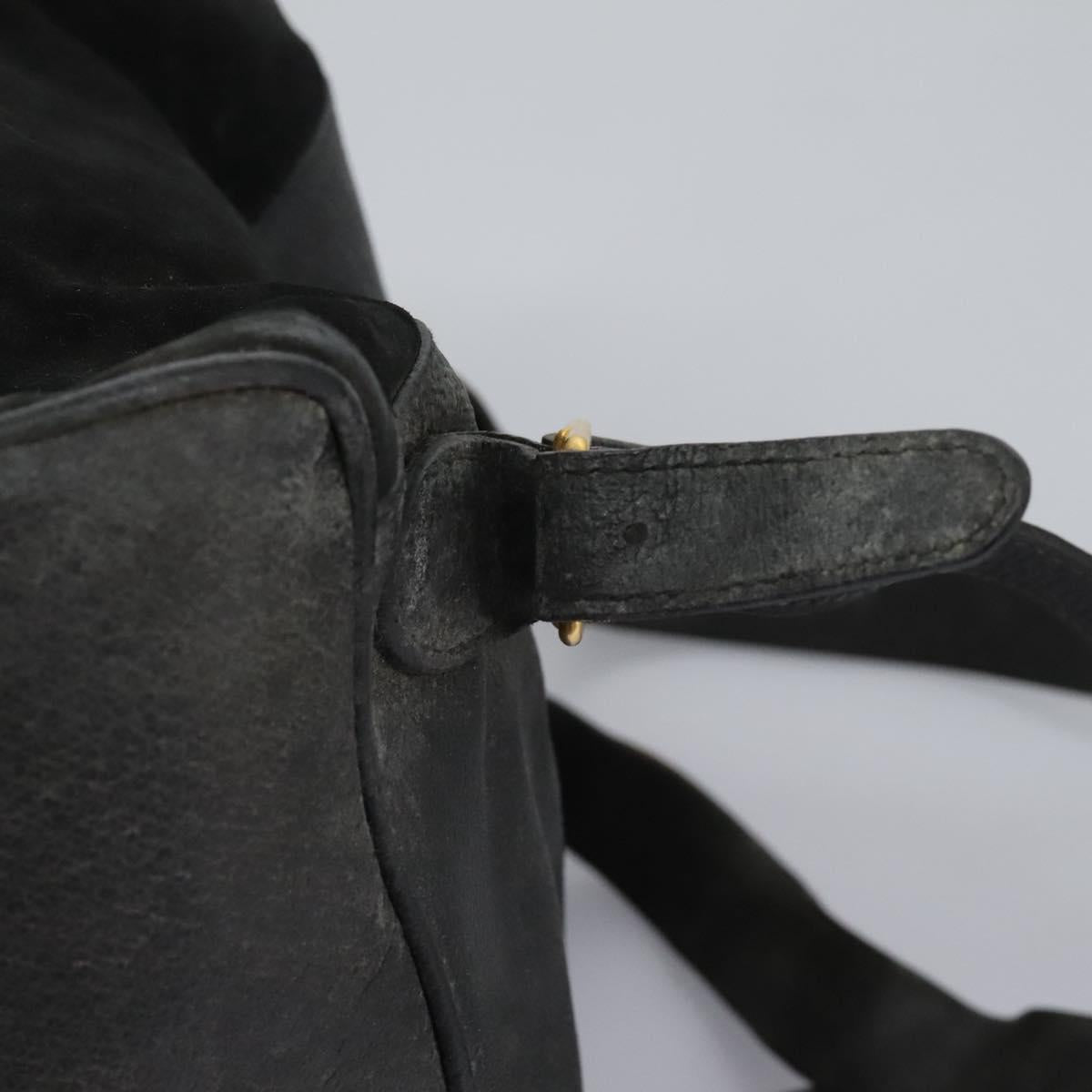 GUCCI Bamboo Backpack Suede Black Gold 003 1998 0016 Auth th6031