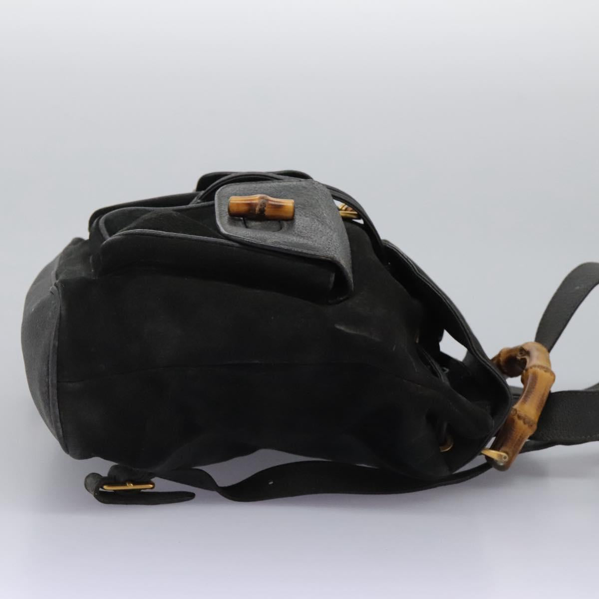 GUCCI Bamboo Backpack Suede Black Gold 003 1998 0016 Auth th6031