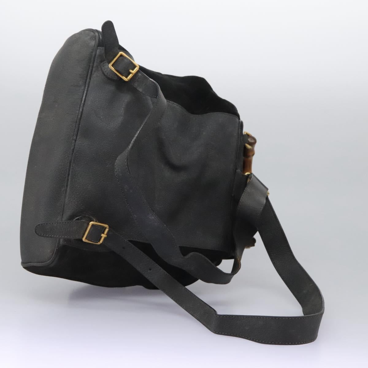 GUCCI Bamboo Backpack Suede Black Gold 003 1998 0016 Auth th6031