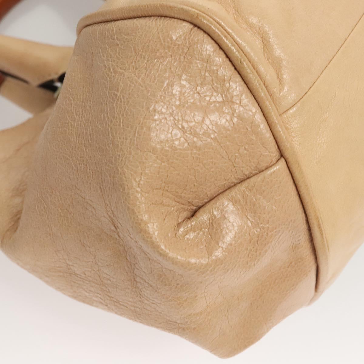 Chloe Etel Hand Bag Leather 2way Beige Gold Auth th6032