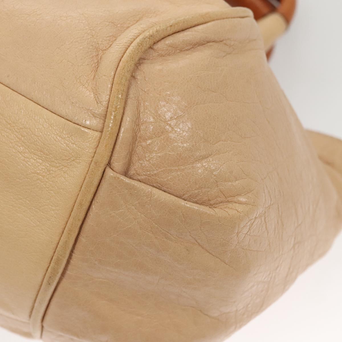 Chloe Etel Hand Bag Leather 2way Beige Gold Auth th6032