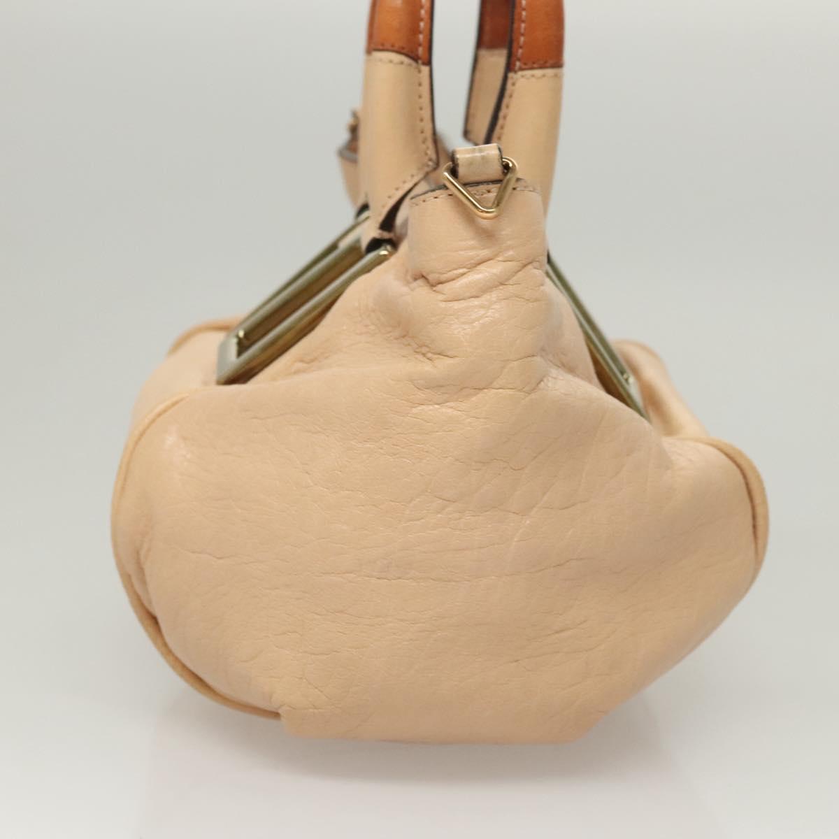 Chloe Etel Hand Bag Leather 2way Beige Gold Auth th6032