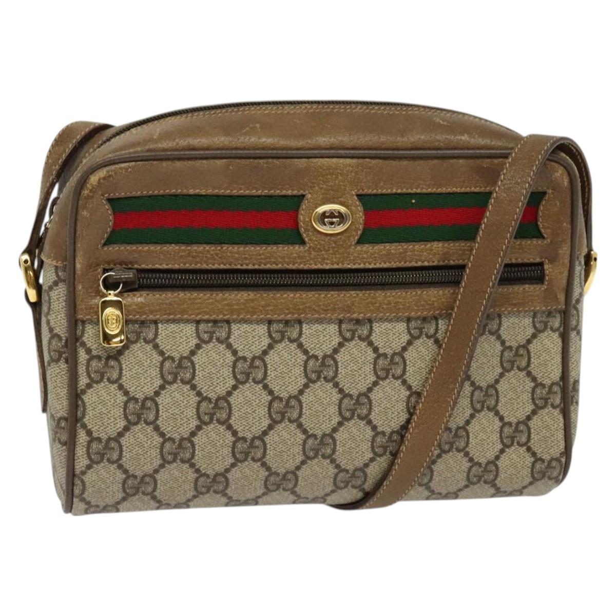 GUCCI GG Supreme Web Sherry Line Bag PVC Beige Gold 56 02 087 Auth th6069