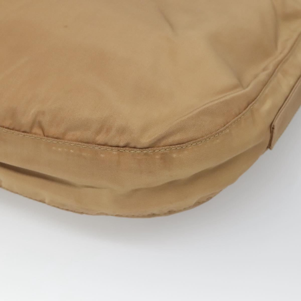 PRADA Chain Shoulder Bag Nylon Beige Auth th6074