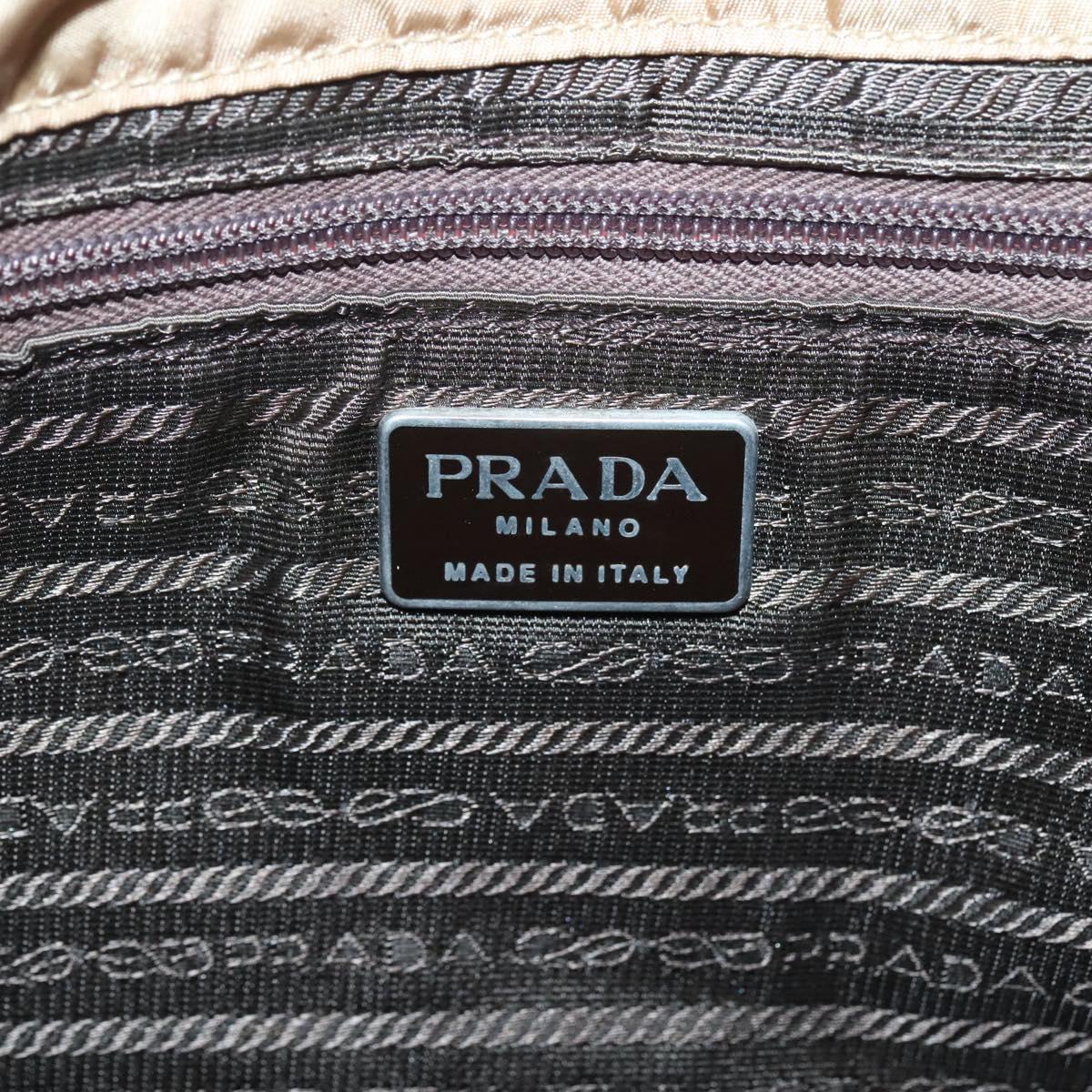 PRADA Chain Shoulder Bag Nylon Beige Auth th6074