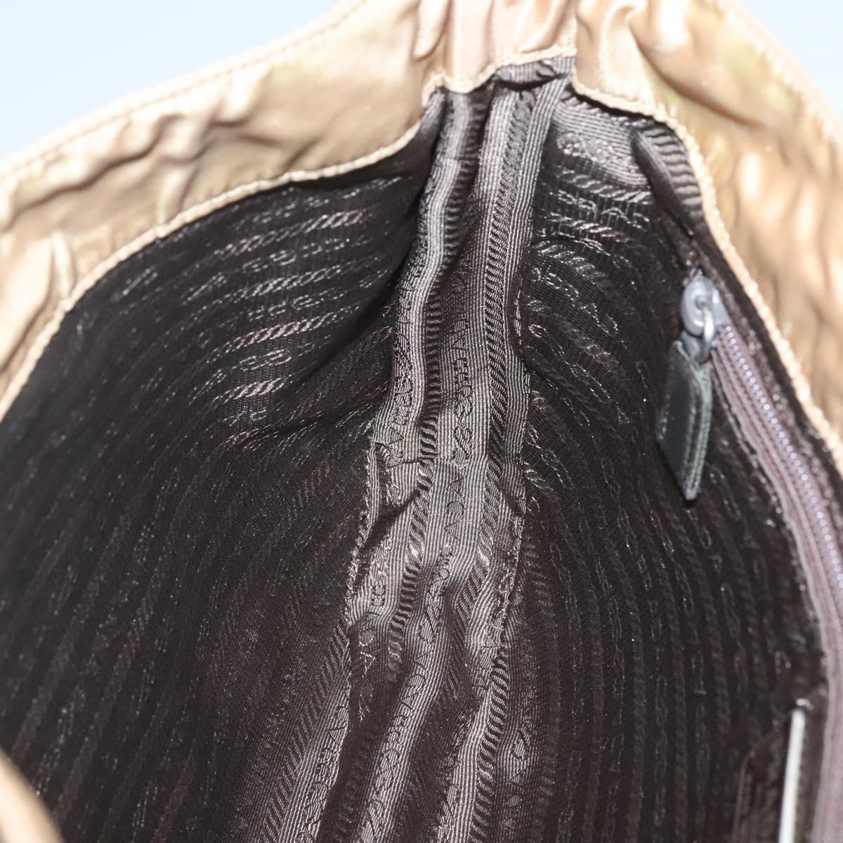 PRADA Chain Shoulder Bag Nylon Beige Auth th6074