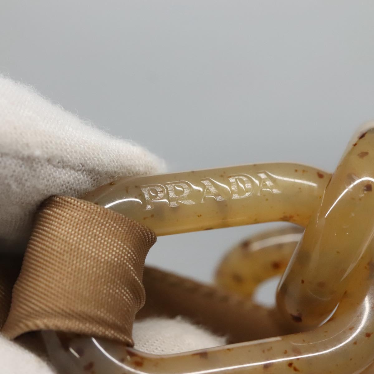 PRADA Chain Shoulder Bag Nylon Beige Auth th6074