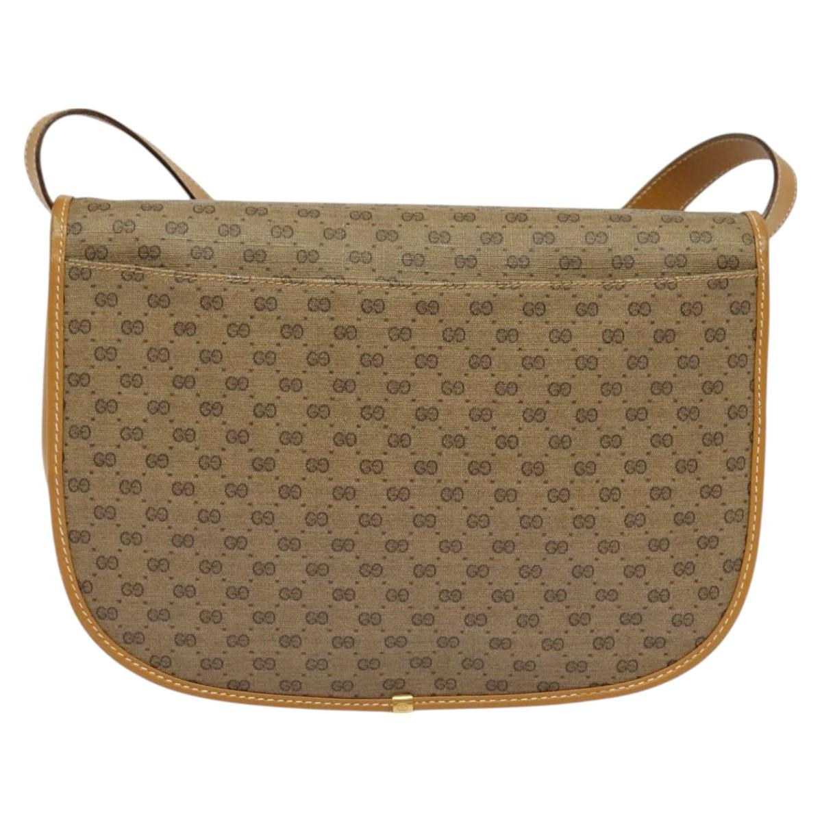 GUCCI Micro GG Supreme Shoulder Bag PVC Beige Gold Auth th6085
