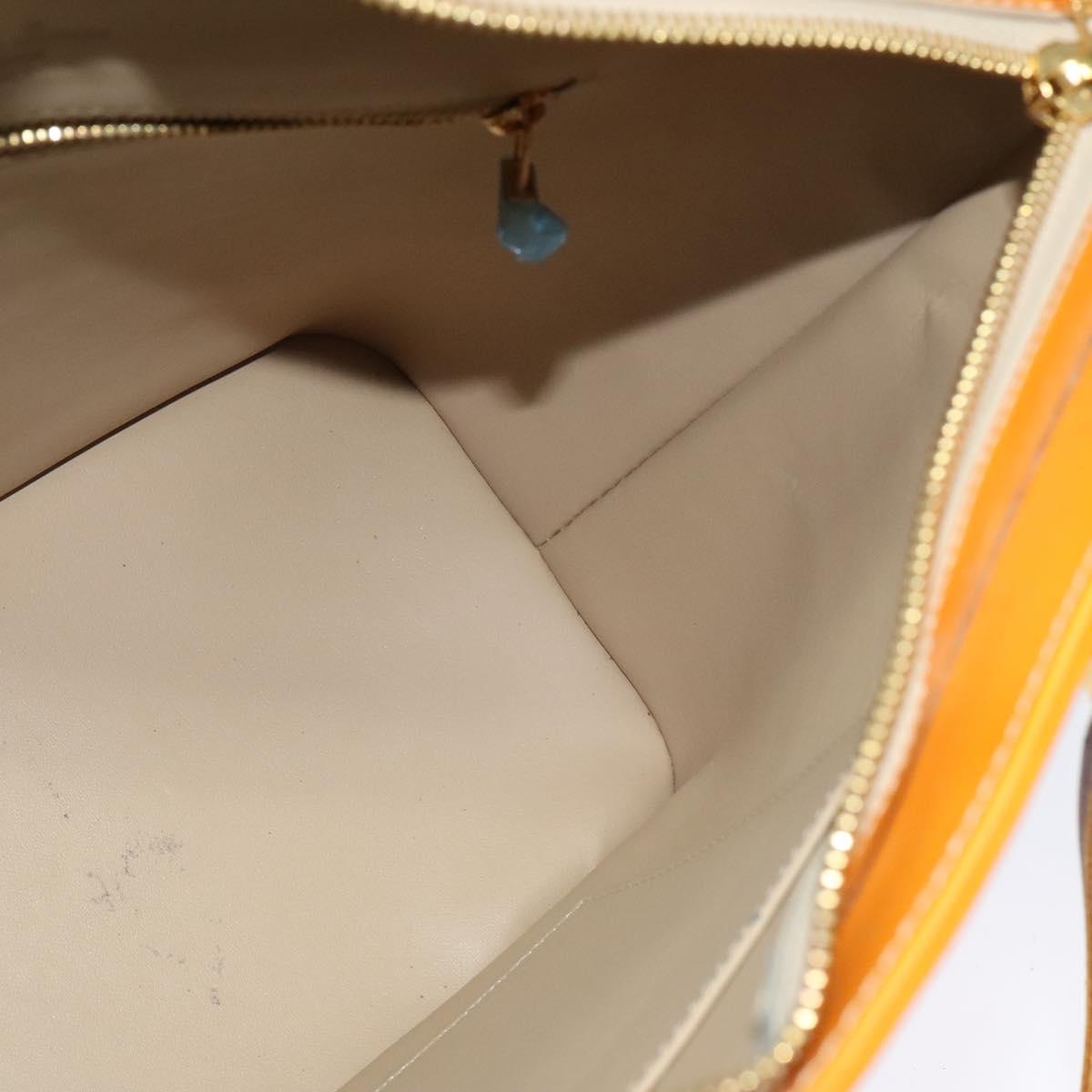 LOUIS VUITTON Monogram Vernis Houston Hand Bag Beige M91004 LV Auth th6098